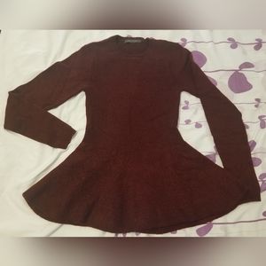 BNWOT - Suzy Shier Maroon Peplum Shirt Sweater
